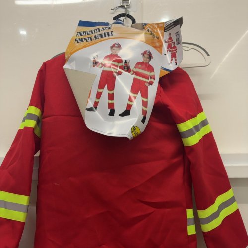 4PC KIDS PARTYHOLIC FIREFIGHTER HERO COSTUME  - MEDIUM (8-10) - RED image 2