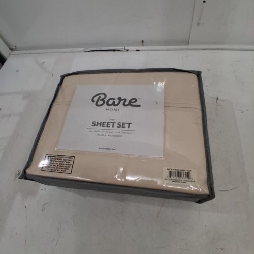 4PC BARE HOME 100% COTTON KING SHEET SET - BEIGE/NATURAL image 4