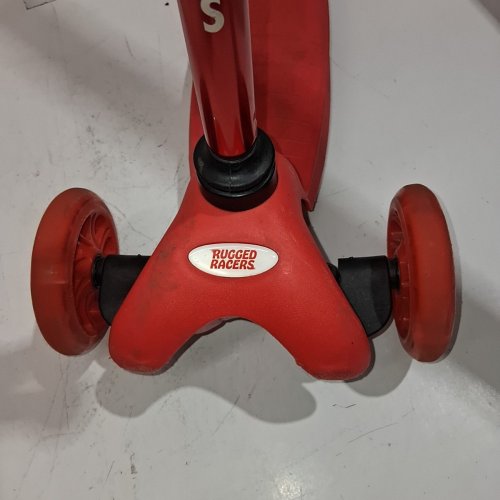 KIDS RUGGED RACERS MINI DELUXE 3 WHEEL KICK SCOOTER LED ADJUSTABLE HEIGHT- 99 LBS MAX CAPACITY - RED - (MODEL: BH19897) image 3