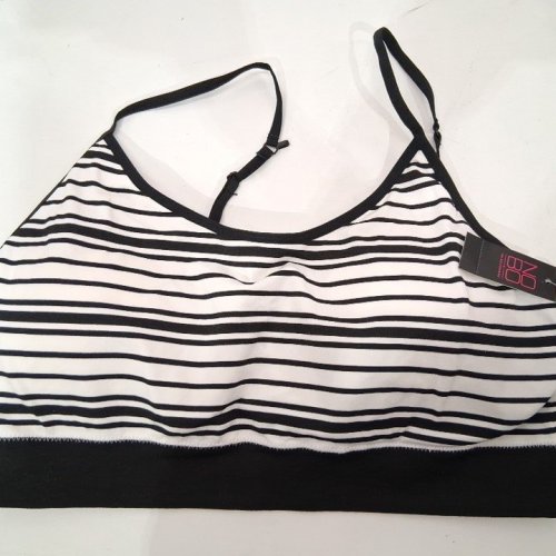 WOMEN'S NO BOUNDARIES STRIPED BRA - XXL - BLACK / WHITE image 2