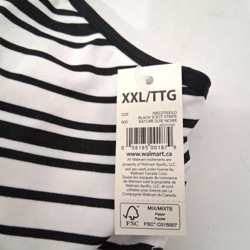 WOMEN'S NO BOUNDARIES STRIPED BRA - XXL - BLACK / WHITE image 3