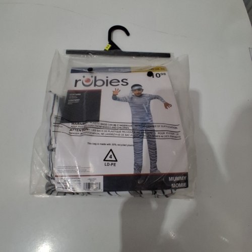 2PC BOYS RUBIES MUMMY COSTUME - LARGE (10/12) - WHITE / BLACK (ITEM: 1001654) image 2
