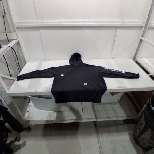 MEN'S CARHARTT LOOSE FIT MIDWEIGHT LOGO SLEEVE GRAPHIC HOODIE SWEATSHIRT - EXTRA LARGE - BLACK (MODEL: TS0288-M) image 4