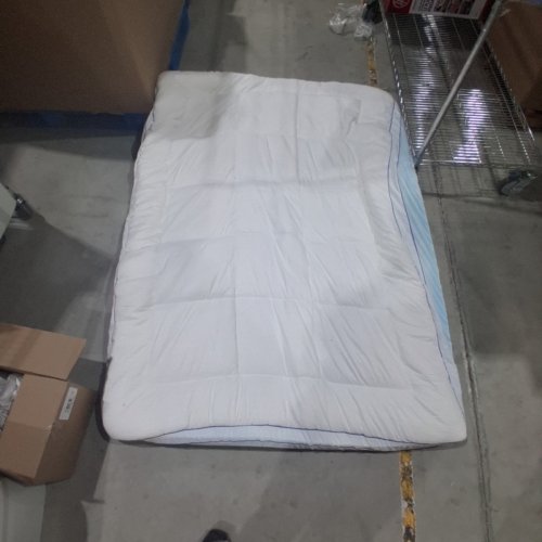2PC GEL MEMORY FOAM MATTRESS TOPPER WITH PILLOW TOP COVER - FULL (54" X 75") - WHITE/BLUE image 3