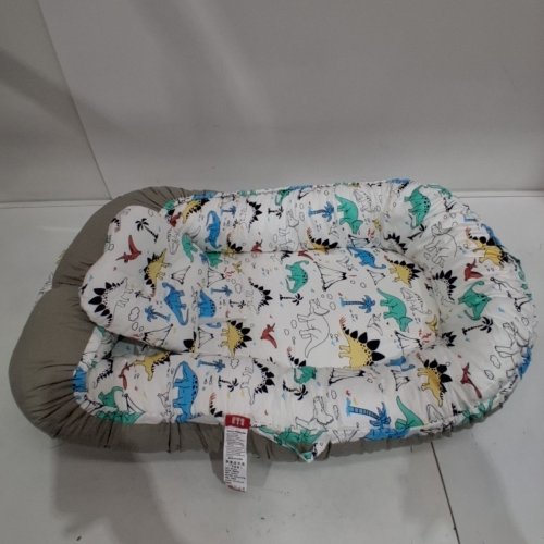 DINOSAUR PRINT BABY LOUNGER NEST - 33" X 20" - GRAY AND WHITE image 2