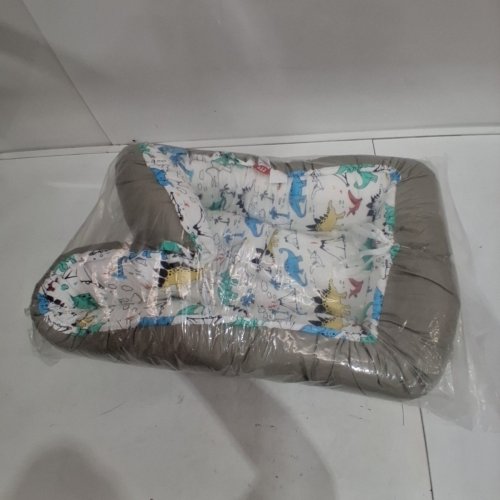 DINOSAUR PRINT BABY LOUNGER NEST - 33" X 20" - GRAY AND WHITE image 3
