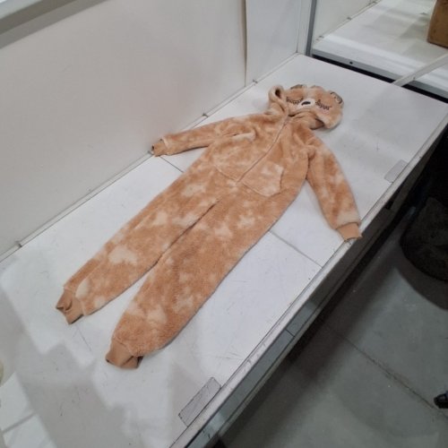 GIRL'S GEORGE ONE PIECE BEAR PLUSH SLEEPER SUIT - SMALL (6) - BEIGE/BROWN (MODEL: GRF50431G) image 3