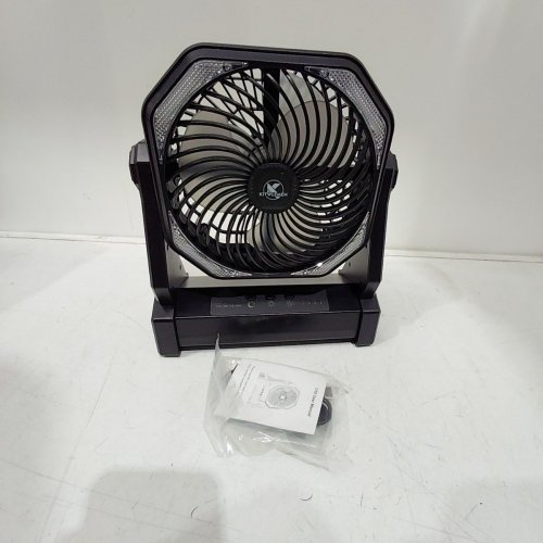 20000 MAH BATTERY OPERATED RECHARGEABLE PORTABLE CAMPING FAN WITH 3 MODES LED LIGHT & HANGING HOOK - BLACK (MODEL: D10) image 2