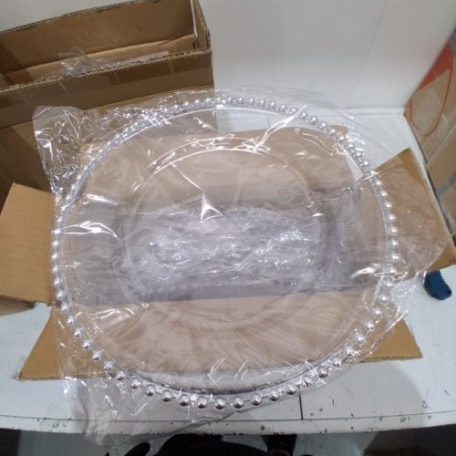 24PK YJYQHYX CLEAR CHARGER PLATES WITH BEADED RIM 13" - CLEAR image 2