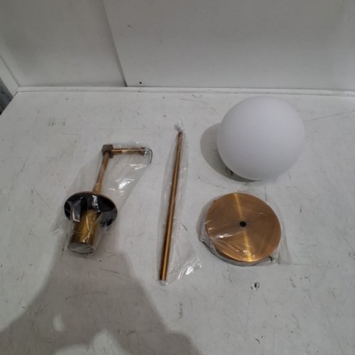 LOTREE MODERN BEDSIDE GLASS BALL WALL LIGHT FIXTURE - MILK WHITE / GOLD BRASS image 2