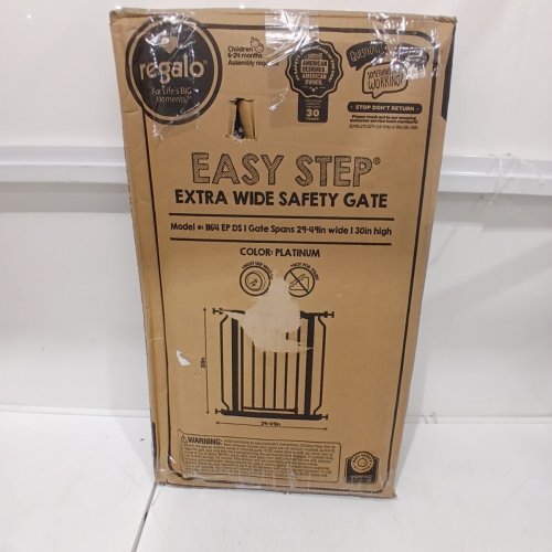 REGALO EASY STEP EXTRA WIDE METAL SAFETY GATE - 30" X 29" - 49" - PLATINUM (MODEL: 1164 EP DS) image 5