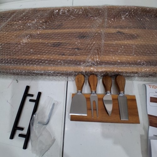 5PC TIDITA EXTRA LONG CHARCUTERIE BOARD WITH HANDLES & KNIVES - 36" X 12" - ACACIA WOOD - (MODEL: CSB36) image 3