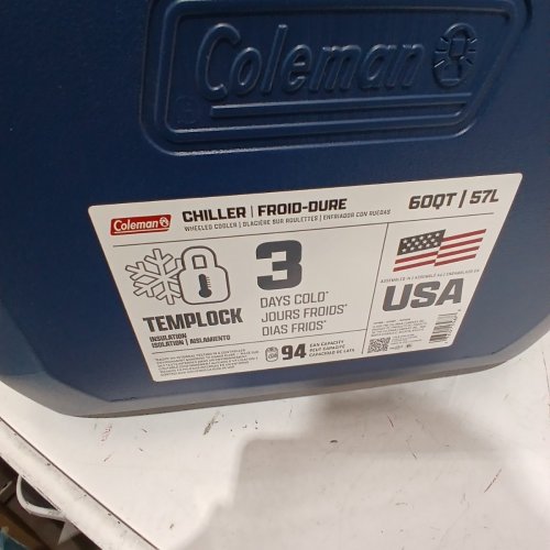 COLEMAN CHILLER COOLER WITH WHEELS - 60QT/57L - DARK BLUE/BLACK (MODEL: 2231508) image 7