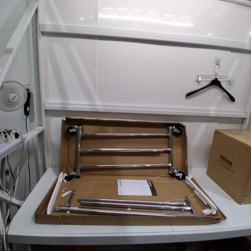SONGMICS CLOTHES RACK, GARMENT RACK WITH EXTENDABLE HANGING RAIL, HOLDS UP TO 198LBS - SILVER (MODEL: HSR13S) image 2