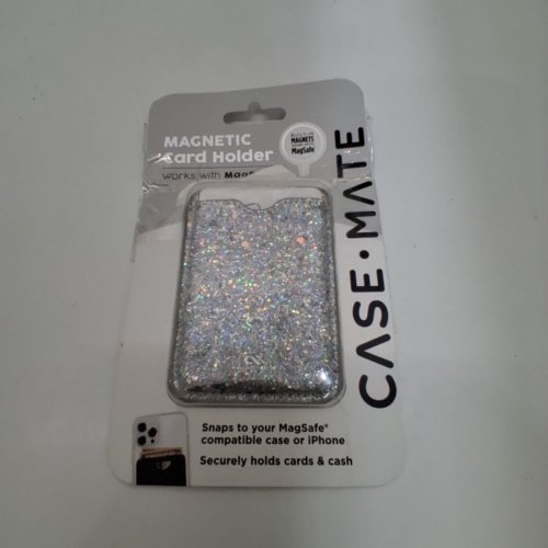 CASE-MATE MAGNETIC CARD HOLDER FOR PHONES - ONE SIZE FITS MOST - CLEAR SPARKLE image 3