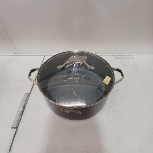 FIGMINT STAINLESS STEEL STOCK POT WITH LID - 8 QT WIDE - DARK GREY image 3
