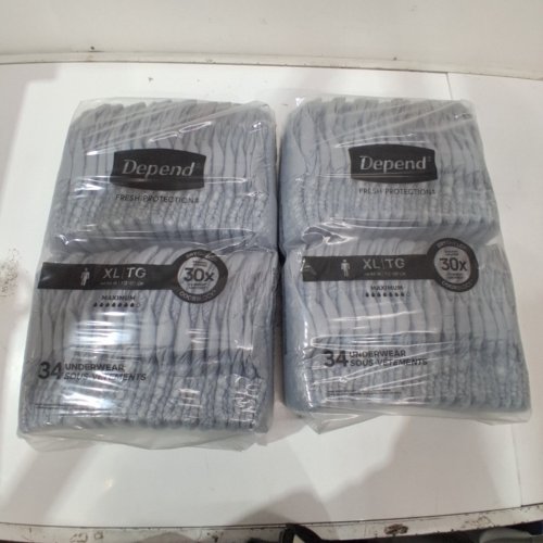 68PK MENS DEPEND DEPEND FRESH PROTECTION ADULT INCONTINENCE UNDERWEAR -  extra LARGE - GREY image 2