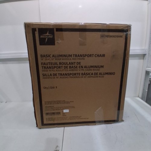 MEDLINE LIGHTWEIGHT FOLDING TRANSPORT WHEELCHAIR WITH HANDBRAKES - 300LBS CAP - BURGUNDY/RED (MODEL: MD5808210ARE) image 4