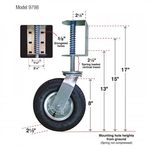 SHEPHERD HARDWARE SPRING-LOADED SWIVEL CASTER WHEEL WITH MOUNTING BRACKET - 200 LBS CAPACITY - 4" TIRE - SILVER image 2