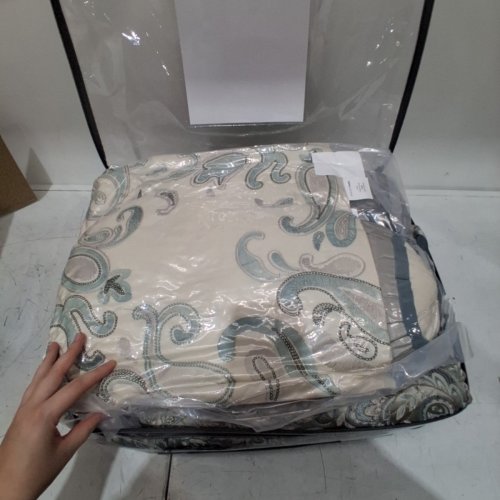 5PC MADISON PARK PAISLEY BEDSPREAD SET - OVERSIZED QUEEN - BEIGE AND BLUE (STYLE: MP13-8314) image 4