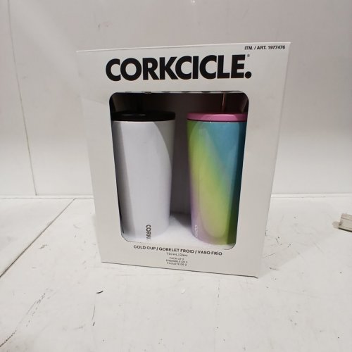 2PK CORKCICLE COLD CUP TUMBLERS - 24OZ - WHITE/RAINBOW (MODEL: 1977476) image 2