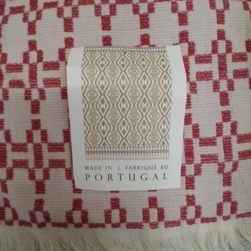 MADE IN PORTUGAL FOUTA FRINGE BEACH TOWEL - 40" X 70" - GREEN / BEIGE / RED (STYLE: 1945889) image 2