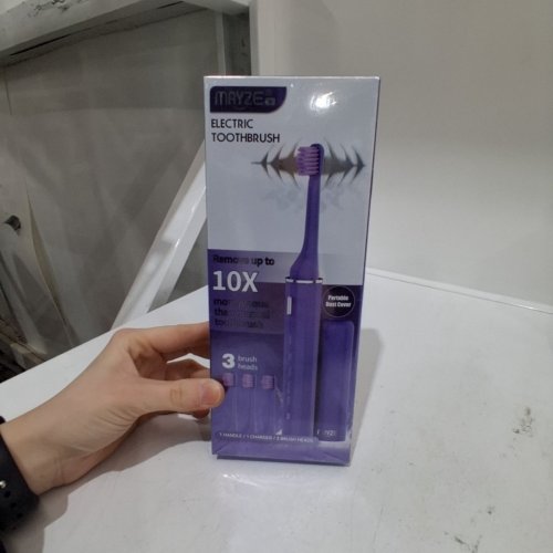 MAYZE ELECTRIC TOOTHBRUSH WITH PORTABLE DUST COVER AND THREE BRUSH HEADS - PURPLE image 2