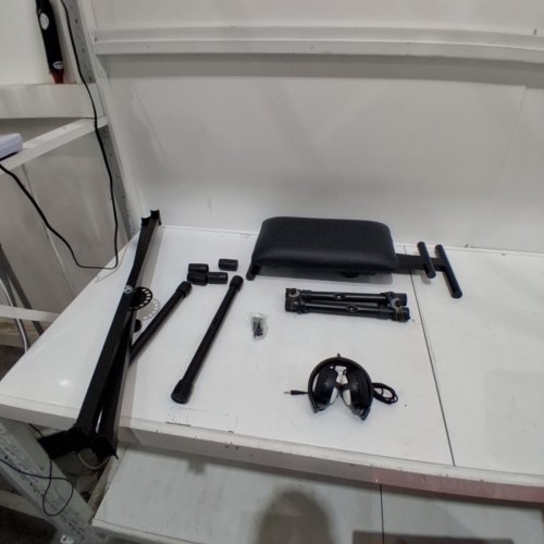 3PC ROCKJAM KEYBOARD STAND AND BENCH SET WITH HEADPHONES - BLACK image 2