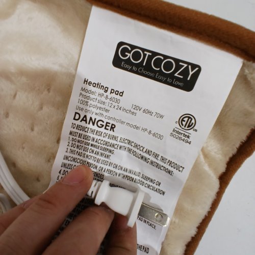 GOT COZY ELECTRIC HEATING PAD - 12" X 24" - BROWN & BEIGE (MODEL: HP-B-6030) image 3