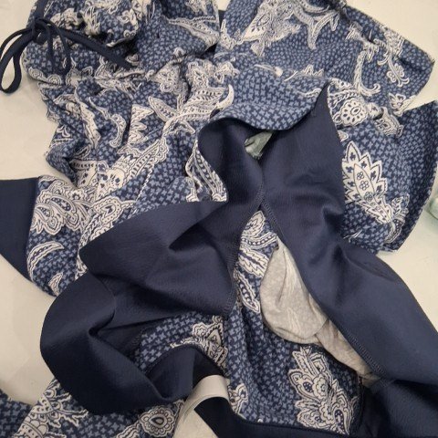 2PC WOMENS FLORA NIKROOZS BUTTON UP PAJAMA SET - MEDIUM - NAVY BLUE (STYLE: 1969564) image 2