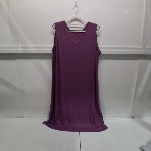 WOMENS COTTON TANK SLEEP DRESS - LARGE - PURPLE image 2