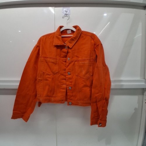 WOMEN'S ROUGHED UP DENIM JACKET - EXTRA LARGE - ORANGE image 2