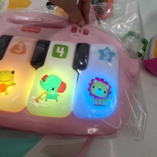 FISHER-PRICE PORTABLE BABY ACTIVITY MAT GLOW AND GROW KICK & PLAY PIANO GYM MUSICAL TOY WITH SMART STAGES LEARNING & MARACAS - 0+ MONTHS - PINK (MODEL: HWD99-9663) image 2