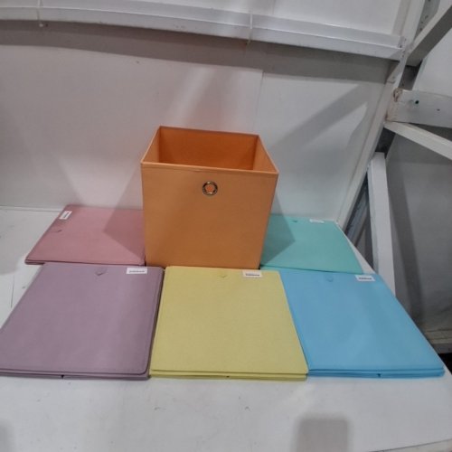 6PK SONGMICS FOLDING FABRIC STORAGE ORGANIZER CUBES - 12" - MULTICOLORED PASTELS image 2