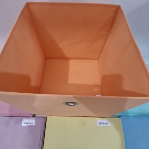6PK SONGMICS FOLDING FABRIC STORAGE ORGANIZER CUBES - 12" - MULTICOLORED PASTELS image 3