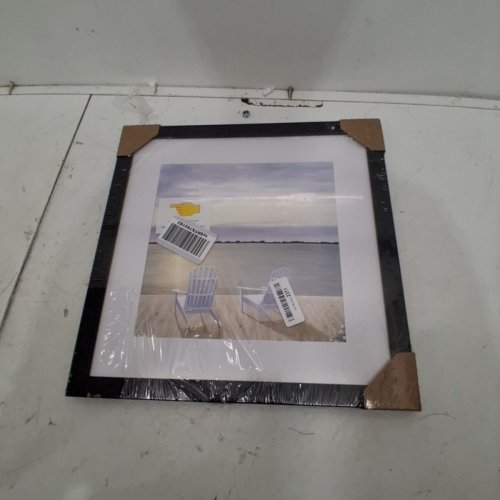 BEACH SCENE FRAMED WALL ART - 16.5" X 16.5" - BLACK image 2