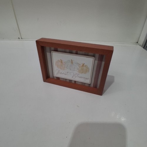 HARVEST BLESSINGS FRAMED SEASONAL WALL ART - 6" - BROWN image 2