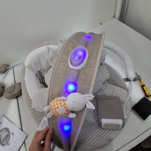 INGENUITY INLIGHTEN BABY BOUNCER WITH LIGHTS VIBRATION SOUNDS AND MUSIC - 20LB MAX - TWINKLE TAILS BUNNY THEME - TWINKLE TAILS BUNNY (MODEL: 8266 / 11200) image 2