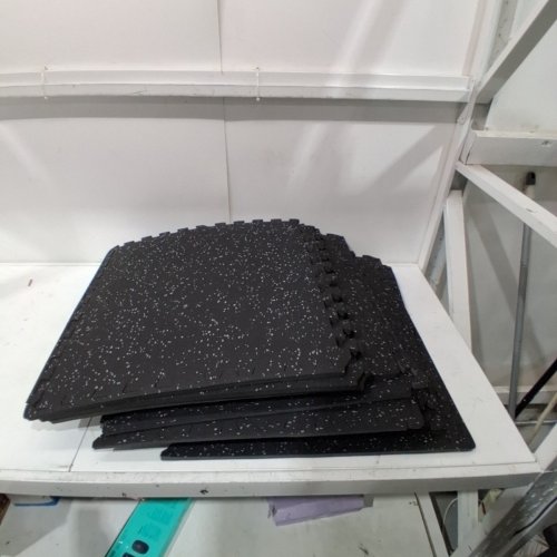 18PC SUPERJARE EXERCISE/GYM MATS - BLACK/WHITE SPECKLE image 2
