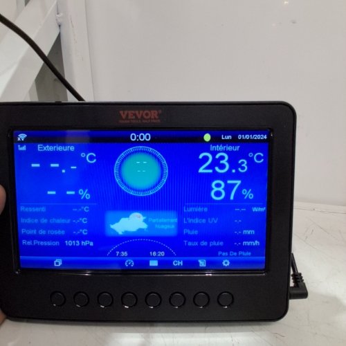 7-IN-1 VEVOR WIFI INDOOR/OUTDOOR METEOROLOGICAL STATION WITH SOLAR SENSOR ALARM ALERTS - LAVENDER (MODEL: YT60234) image 2