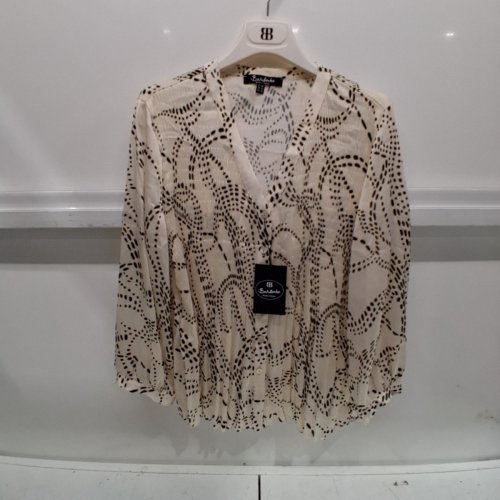 WOMEN'S BARILOCHE SPOTTED BLOUSE - SMALL/MEDIUM - 38 - BEIGE / BLACK (STYLE : BARCA) image 2