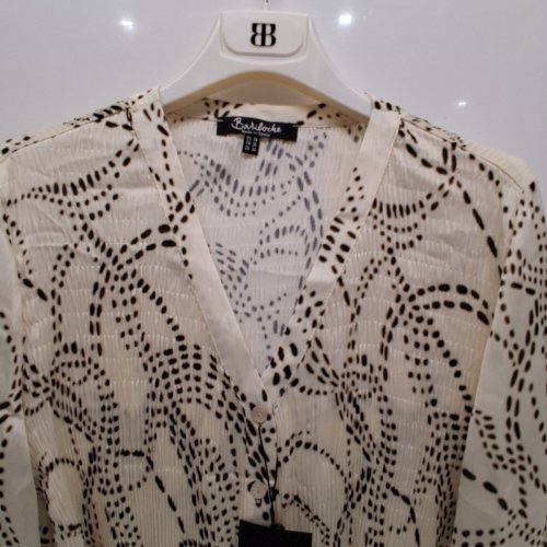 WOMEN'S BARILOCHE SPOTTED BLOUSE - SMALL/MEDIUM - 38 - BEIGE / BLACK (STYLE : BARCA) image 4