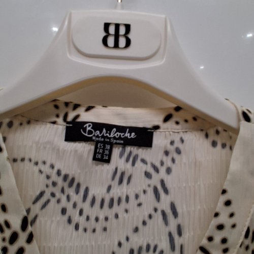 WOMEN'S BARILOCHE SPOTTED BLOUSE - SMALL/MEDIUM - 38 - BEIGE / BLACK (STYLE : BARCA) image 5