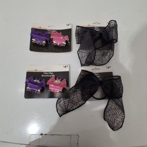 6PC ASSORTED WAY TO CELEBRATE! HALLOWEEN HAIR ACCESSORIES - BLACK, PURPLE AND PINK image 3