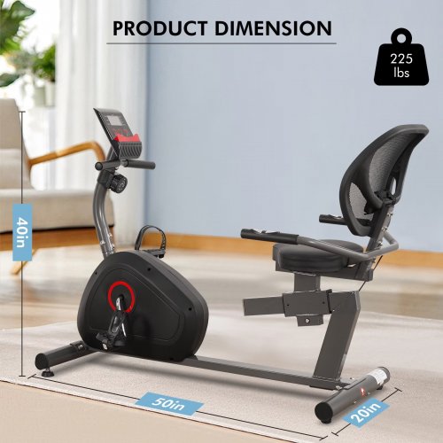 NAIPO RECUMBENT EXERCISE BIKE WITH 8 LEVELS - BLACK (MODEL: RB-MKZP01) image 3