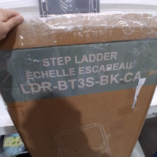 PORTABLE FOLDING 3-STEP LADDER WITH WIDE ANTI-SLIP PEDAL - 330LBS MAX - 41" X 21" X 18" - BLACK (MODEL: LDR-BT3S-BK-CA) image 2