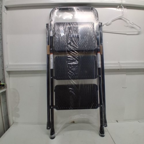 PORTABLE FOLDING 3-STEP LADDER WITH WIDE ANTI-SLIP PEDAL - 330LBS MAX - 41" X 21" X 18" - BLACK (MODEL: LDR-BT3S-BK-CA) image 3