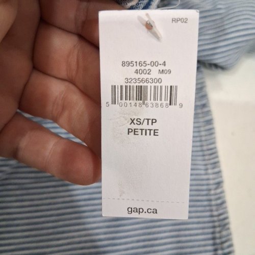 WOMENS GAP LOW RISE ULTRASOFT EASY '90S LOOSE STRIPE JEANS - EXTRA SMALL PETITE - BLUE/WHITE (STYLE: 895165) image 2