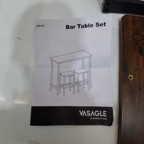 3PC VASAGLE INDUSTRIAL BAR TABLE AND CHAIRS SET - RUSTIC BROWN/BLACK (MODEL: LBT218) image 4