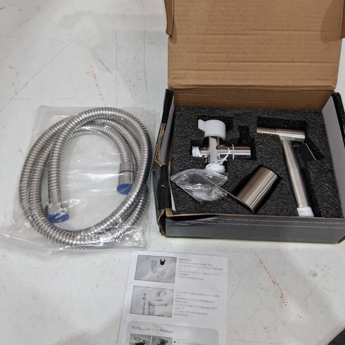3PC SASSYASTRA HANDHELD BIDET SPRAYER WITH ADJUSTABLE WATER PRESSURE - 47" HOSE - STAINLESS STEEL (MODEL: SA-47) image 2